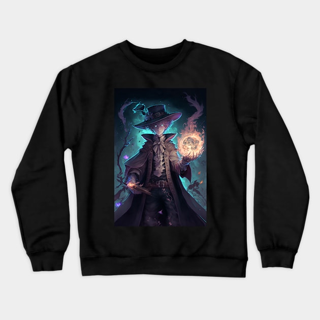 Anime Wizard Hero Fighting with Magic Crewneck Sweatshirt by Bubblebug